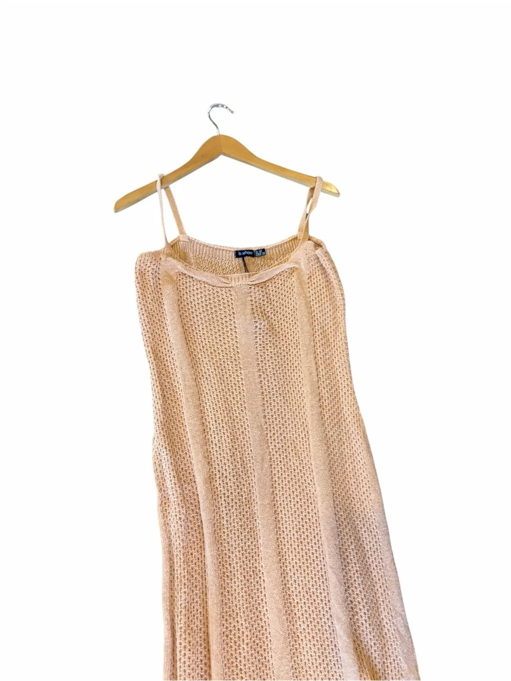 NWT Boohoo Plus Camel Crochet Knitted Maxi Beach side split Dress US 16 - Picture 7 of 10